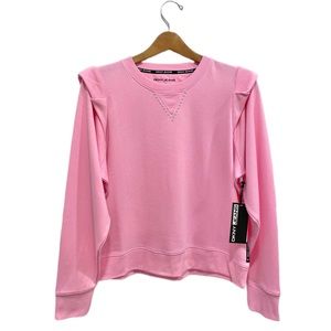 DKNY JEANS Gee/Pink Flange Shoulder Sweatshirt Pullover NWT, Sizes Medium/Large